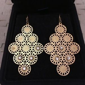 Diamond-Shaped Golden Drop Earrings